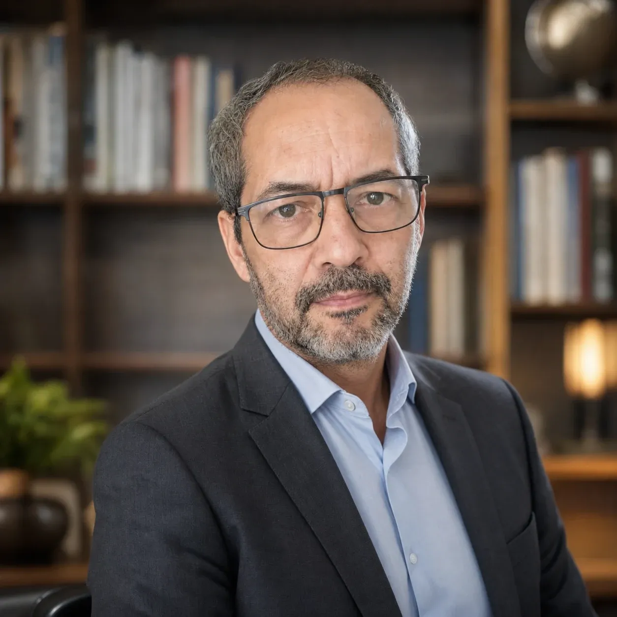 Depois: resultado profissional do prompt executivo sênior preservando a mesma identidade sintética