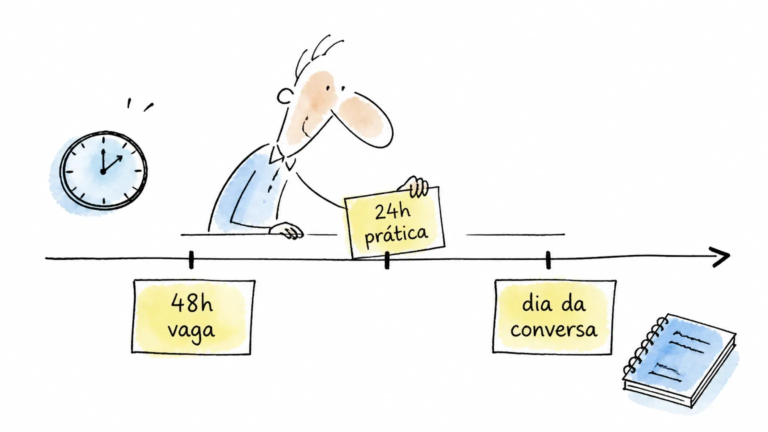 Linha do tempo de 48 horas para se preparar para entrevista técnica