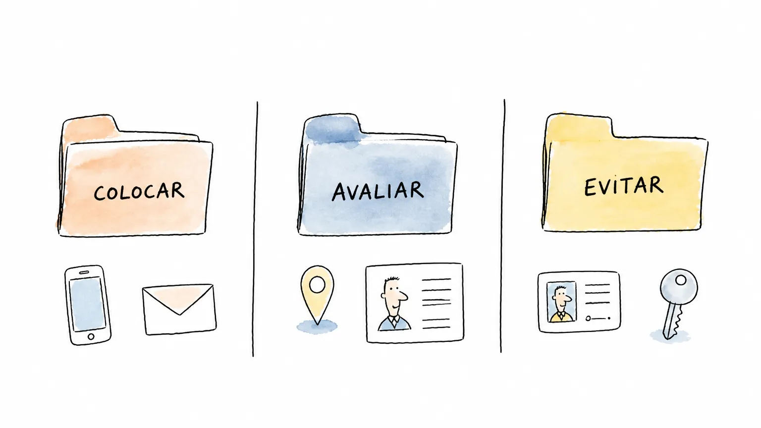 Ilustração comparando dados para colocar, avaliar e evitar no currículo.