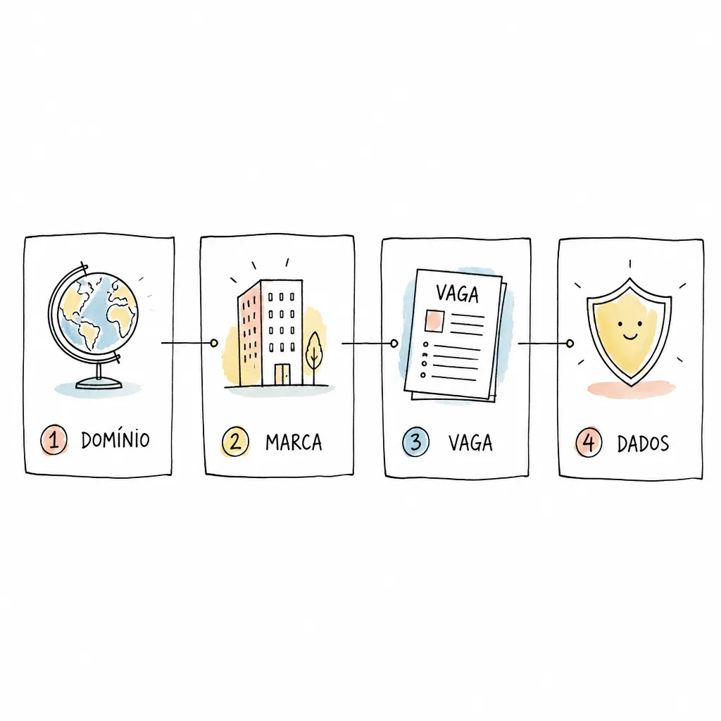 Checklist visual para conferir domínio, marca, vaga e dados antes da candidatura