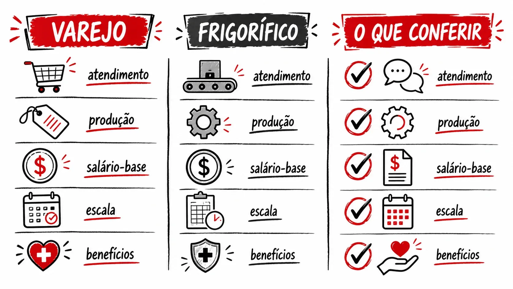 Matriz compara varejo, frigorífico e itens para conferir em uma proposta