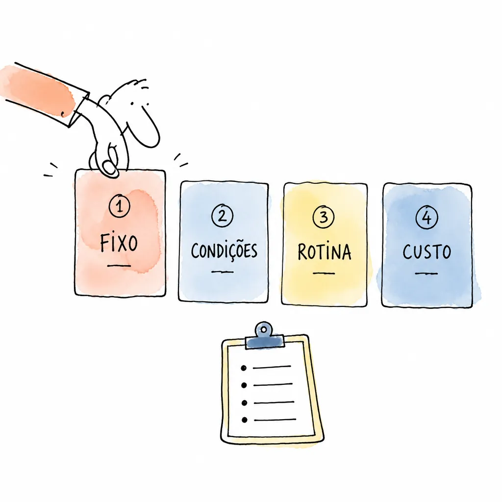 Diagrama com quatro etapas para comparar uma proposta de auxiliar de loja.