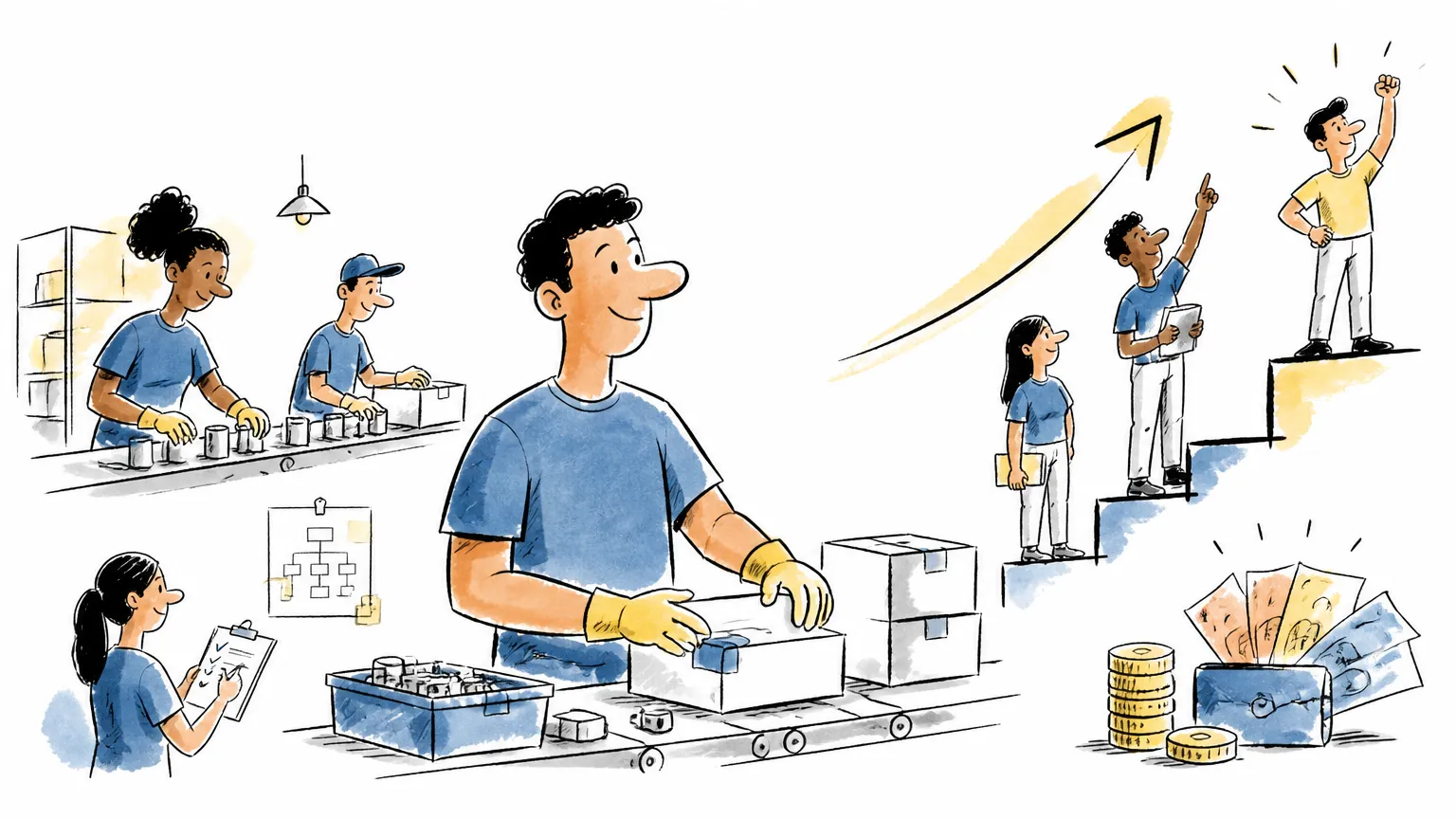 Quanto ganha um auxiliar de produção em 2026: salário e faixas